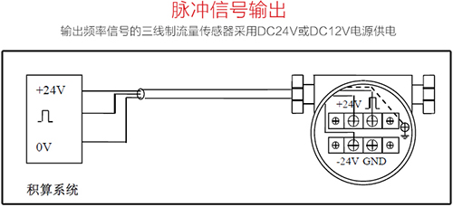 液體渦街流量計(jì)脈沖信號輸出接線圖