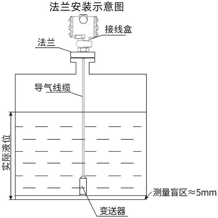 投入式液位計(jì)法蘭安裝示意圖