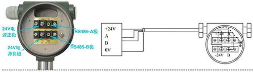 遠(yuǎn)傳渦街流量計RS485通訊信號輸出接線圖